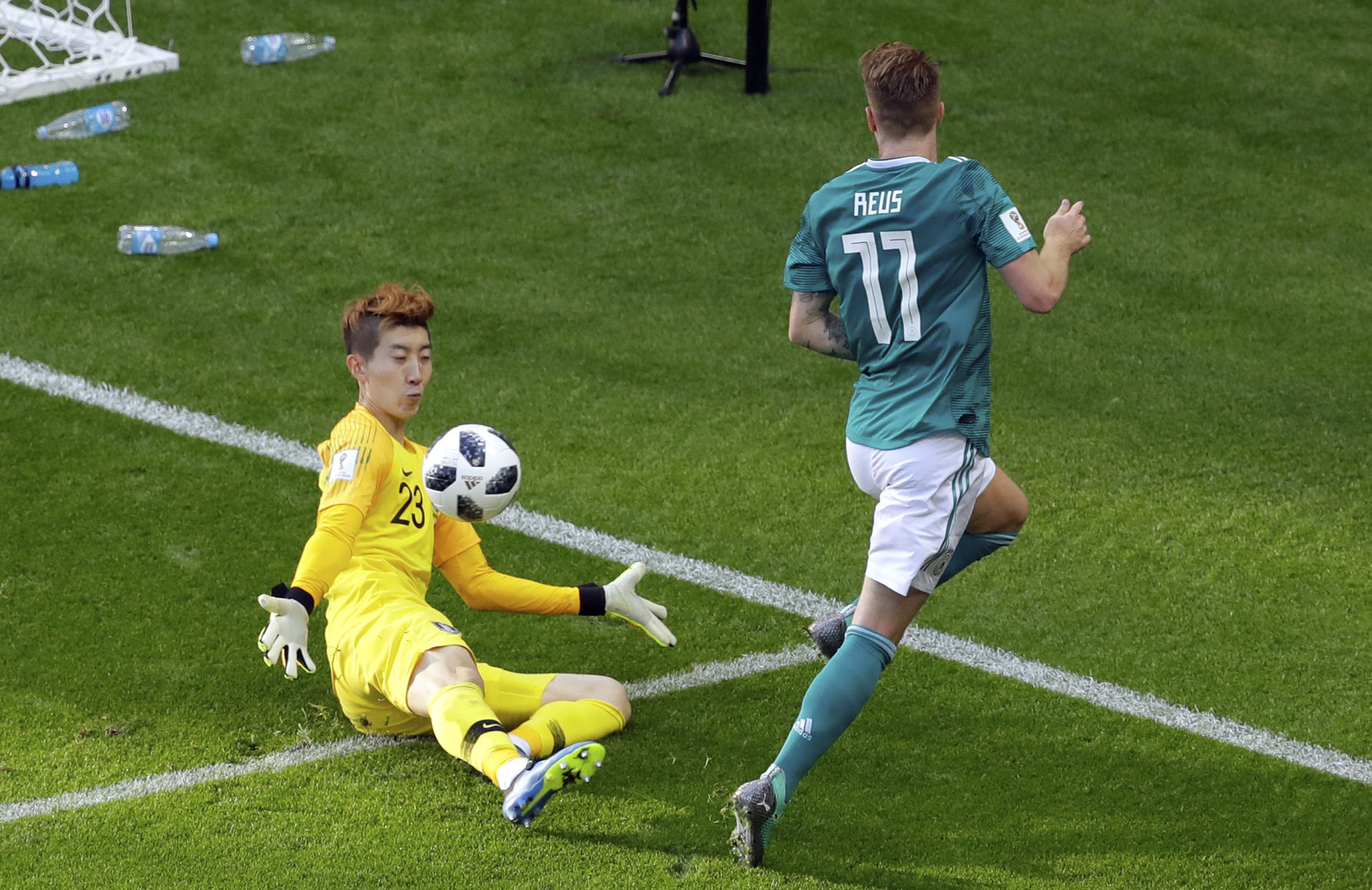 South Korea goalie stops shot